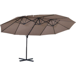 Parasol déporté grande taille xxl inclinable dim. 4,4L x 2,7l x 2,5H m piètement en acier inclus polyester marron