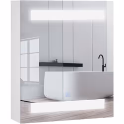 Description générale Ce magnifique miroir lumineux LED armoire murale de salle de bain 2 en 1 diffusera une lumière harmonieu ...