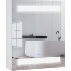 Miroir lumineux led armoire murale design de salle de bain 2 en 1 dim. 50L x 15l x 60H cm mdf blanc