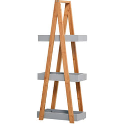 Homcom - Etagère en bambou de salle de bain étagère debout 3 paniers dim. 30L x 18l x 81H cm bambou mdf gris