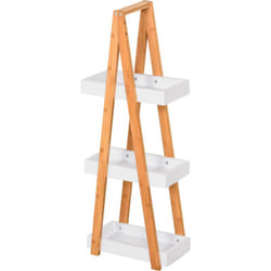 Etagère en bambou de salle de bain étagère debout 3 paniers dim. 30L x 18l x 81H cm bambou MDF blanc
