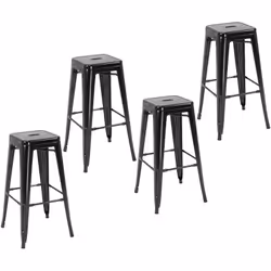 Description générale Ce superbe lot de 4 tabourets de bar au style industriel en métal avec repose-pied sublimera votre intér ...