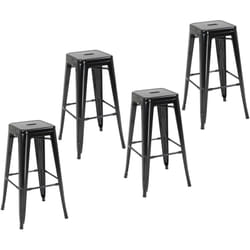 Lot de 4 tabourets de bar industriel empilables hauteur assise 76 cm métal noir