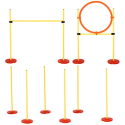 Agility sport pour chiens équipement complet haies, slalom + sac de transport jaune