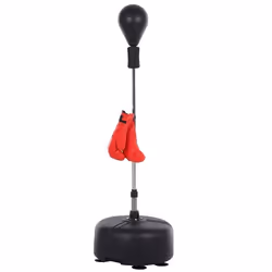 Punching ball sur pied réglable en hauteur 136-154 cm avec gants et base de lestage à ventouses noir