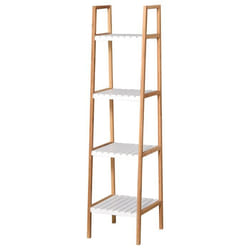 Etagère en bambou de salle de bain 4 niveaux à lattes dim. 35L x 36l x 138H cm bois pin blanc