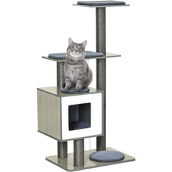 Pawhut - Arbre à chats design contemporain griffoirs grattoirs sisal naturel centre d'activités niche plate-formes jeu boules suspendues 71L x 49l x