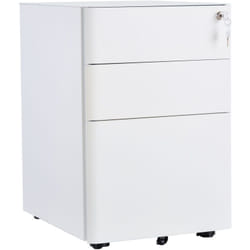 Caisson de bureau rangement bureau sur roulettes 3 tiroirs coulissants verrouillables trieur à dossiers dim. 39L x 48I x 59H cm acier blanc