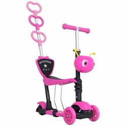 Trottinette pour enfants trottinette 3 roues évolutive 3 en 1 hauteur guidon réglable canne telescopique selle dossier amovib ...