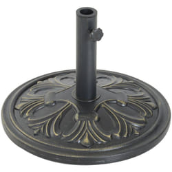Outsunny - Pied de parasol rond base de lestage ø 48 x 34H cm ciment hdpe motif fleurs de lys poids net 13 Kg noir doré