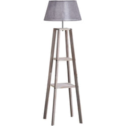 Homcom - Lampadaire design contemporain 2 étagères intégrées 60 w max. dim. 53L x 53l x 148H cm pin lin gris