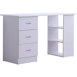 Homcom - Bureau informatique table multi-fonctions 3 tiroirs 2 étagères dim. 120L x 49l x 72H cm mdf blanc