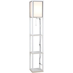 Homcom - Lampadaire étagère lampe étagère 26L x 26l x 160H cm 3 étagères 4 niveaux mdf blanc