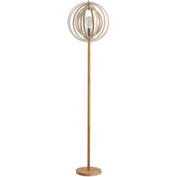 Homcom - Lampadaire sur Pied Circulaire 40 w Max. Abat-Jour bois naturel clair dim. ø 38 x 160 cm