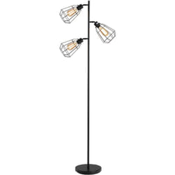 Homcom - Lampadaire design industriel 3 ampoules max. 40 w abat-jour cage métal noir