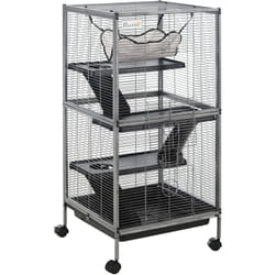 Cage pour petits animaux portable avec 2 portes hamac métal PP 52 x 52 x 113,5 cm gris