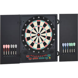 Homcom - Cible jeu de fléchettes électronique refermable 27 jeux 202 variations jusqu'à 8 joueurs affichage led haut-parleur noir