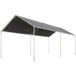 Outsunny - Carport auvent pour voiture 5,95L x 2,90l x 2,60H m acier galvanisé robuste pe haute densité gris
