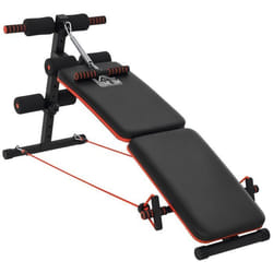 Banc de musculation pliable multifonction banc Fitness sit-up sangles dextension latérales + ressort traction rouge noir