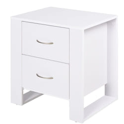 Homcom - Table de Chevet Table de Nuit 2 Tiroirs Design Contemporain Dim. 48L x 39l x 54H cm Panneaux de Particules Blanc