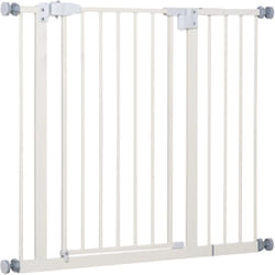 Pawhut - Barrière de sécurité animaux - longueur réglable dim. 74-97,5 cm - porte double verrouillage, ouverture double sens -sans perçage - acier