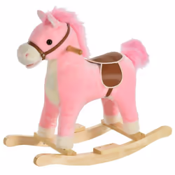 HOMCOM - cheval à bascule - Bois - 65x32x61cm - Rose