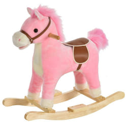 HOMCOM - cheval à bascule - Bois - 65x32x61cm - Rose