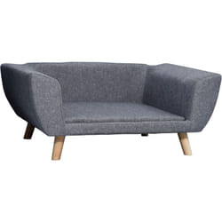 Canapé chien lit pour chien design scandinave coussin moelleux pieds bois massif dim. 87 x 61 x 36 cm polyester gris