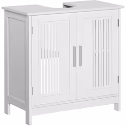 Description générale Ce superbe meuble vasque de salle de bain au style contemporain avec placard à double portes rainurées e ...