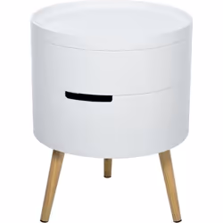 HOMCOM Table basse - table de chevet avec 2 compartiments de rangement - table dappoint bout de canapé - dim. Ø 38 x 48 cm - ...