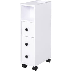Homcom - Meuble bas colonne rangement salle de bain à roulettes blanc dim. 18L x 30l x 68,5H cm