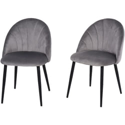 Lot de 2 chaises velours gris pieds métal noir dim. 52L x 54l x 79H cm