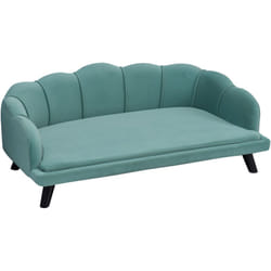Canapé chien lit pour chien chat design contemporain coquillage dim. 98L x 60l x 35H cm coussin moelleux velours vert