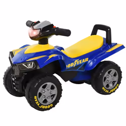 Porteur enfants quad 18-36 mois dim. 60L x 31l x 42H cm effets lumineux et sonore bleu jaune