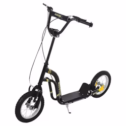 Trottinette patinette enfant grands pneus guidon réglable 2 freins béquille noire