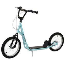 Trottinette patinette pour enfants à partir de 5 ans grands pneus guidon réglable poignée frein et béquille acier bleu