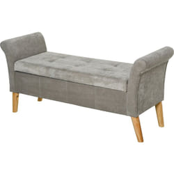 Banc Banquette Design Contemporain Accoudoirs Courbés Fonction de Rangement 2 en 1 136,5 x 45lx 62 cm Gris