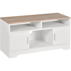 Homcom - Meuble tv Banc tv en Bois Grand Espace de Rangement avec 2 Compartiments Ouverts 2 Armoires à Porte Une Armoire Ouverte 105 x 40 x 52 cm