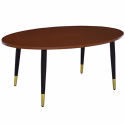 Table basse table d'appoint ovale multifonctionnelle dim. 100 x 60 x 42 cm aspect teck foncé