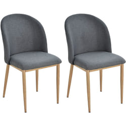 Homcom - Lot de 2 chaises de salle à manger chaise de salon pieds en métal imitation bois 50 x 58 x 85 cm gris