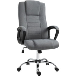 Homcom - Fauteuil de bureau à roulettes chaise manager ergonomique pivotante hauteur réglable lin gris foncé