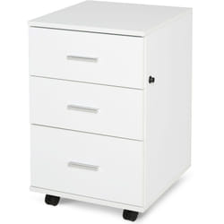 Homcom - Caisson de bureau rangement bureau sur roulettes 3 tiroirs verrouillables dim. 40L x 41,5l x 61,5H cm blanc