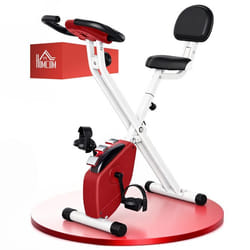 Vélo dappartement - HOMCOM - pliable magnétique cardio-training 8 niveaux résistance roulettes - acier - rouge
