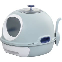 Maison de toilette portable pour chat tiroir à litière coulissant porte battante lucarne + pelle fournis dim. 47L x 55l x 44H cm bleu