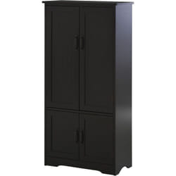 Armoire de cuisine contemporaine multi-rangements 2 placards 3 étagères mdf panneaux particules noir