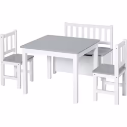 Description générale Émerveillez vos enfants avec cet ensemble table, 2 chaises et banc coffre 2 en 1 ! Son design attrayant ...
