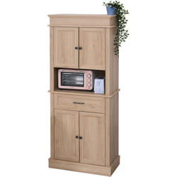 Armoire de cuisine multi-rangements 2 placards 2 portes tiroir niche mdf panneaux chêne clair
