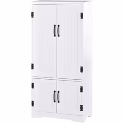 Armoire de cuisine contemporaine multi-rangements 2 placards 3 étagères mdf panneaux particules blanc