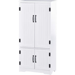 Armoire de cuisine contemporaine multi-rangements 2 placards 3 étagères mdf panneaux particules blanc