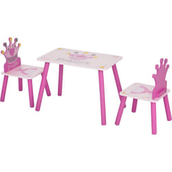 Homcom - Ensemble table et chaises enfant design princesse motif couronne bois pin mdf rose
